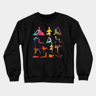 Yoga Poses with Cosmic Pattern, Zen Meditation Crewneck Sweatshirt